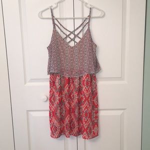 Speechless Coral Print Dress, Size Medium!